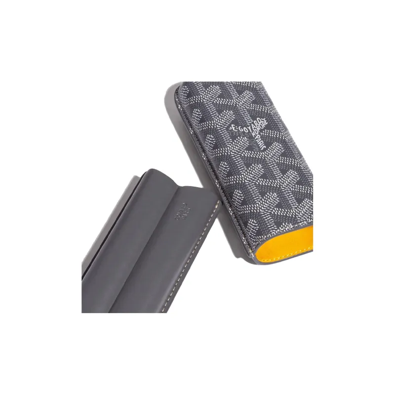 GOYARD Churchill Canvas With Calfskin Dog's Teeth Cigar Box Accessories Unisex Gray-1