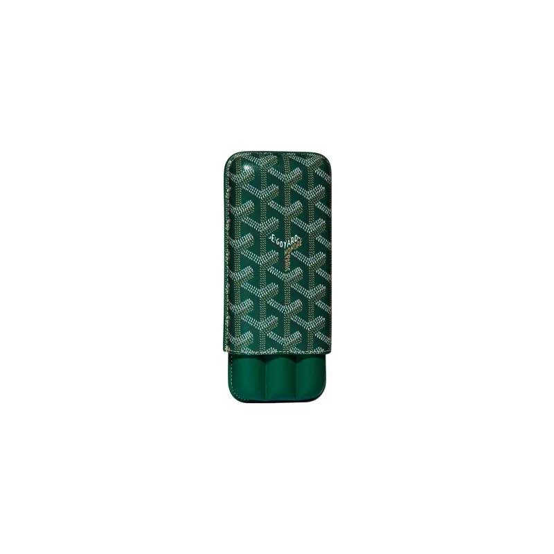 GOYARD Churchill Canvas With Calfskin Dog's Teeth Cigar Box Accessories Unisex Green-0