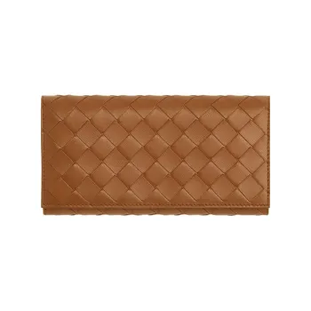 Bottega Veneta Large Flap Wallet Intreccio Wood