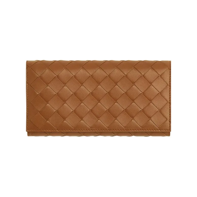 Bottega Veneta Large Flap Wallet Intreccio Wood-0