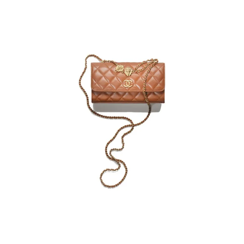 CHANEL Sheepskin Shoulder Bag, Crossbody Bag Women's Light Brown-0