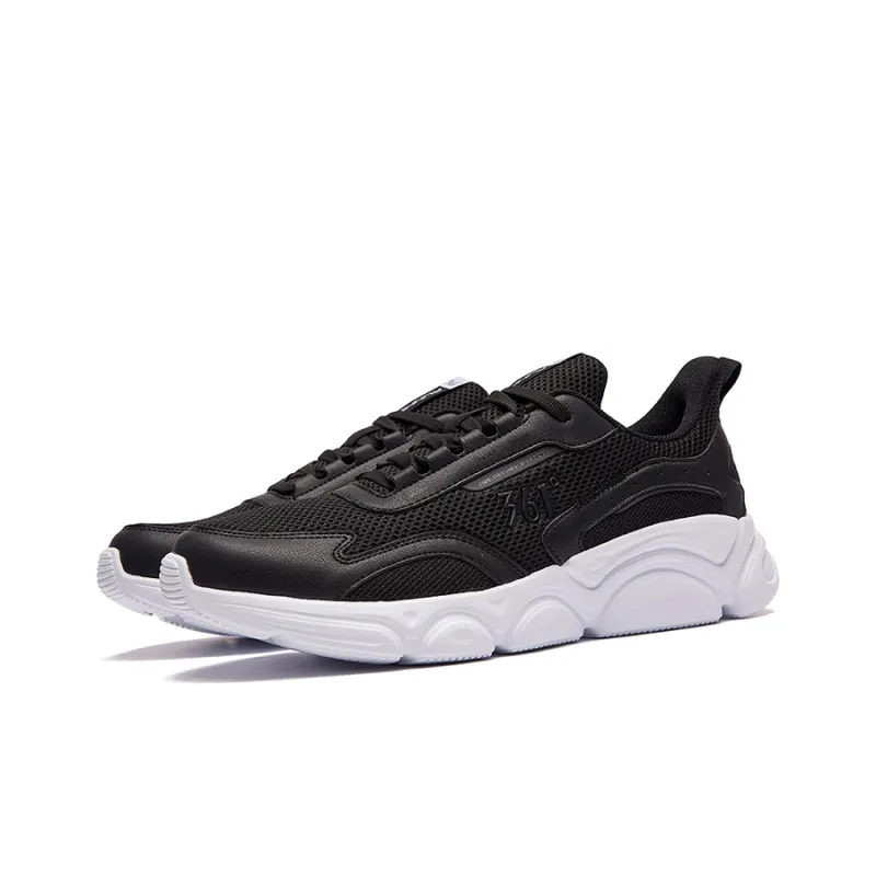 361° Breathable And Wear resistant Low Top Running Shoes Men's Black White-2