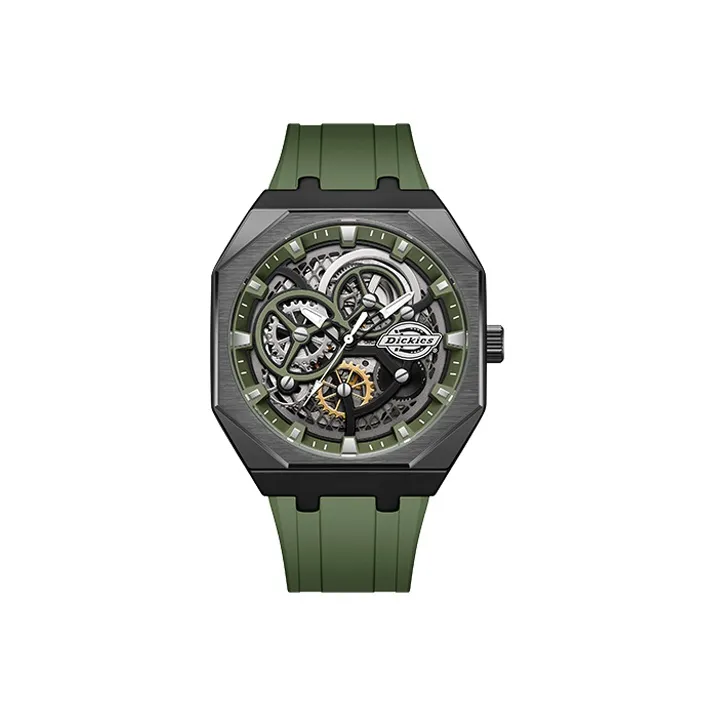 Dickies Wrist Watch Automatic Mechanical Movement Silicone Strap Green Dial Unisex 230M60LYXCL 501P3 13JX-0