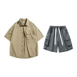 Set (shirt light khaki + pants rock gray)
