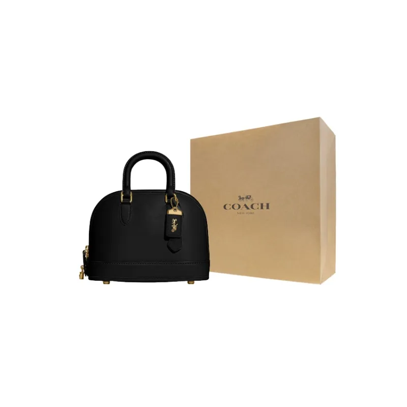 COACH Revel Glove Tanning Dome Bag Shoulder Bag Crossbody Bag Handbag Medium Size Women's Black-3