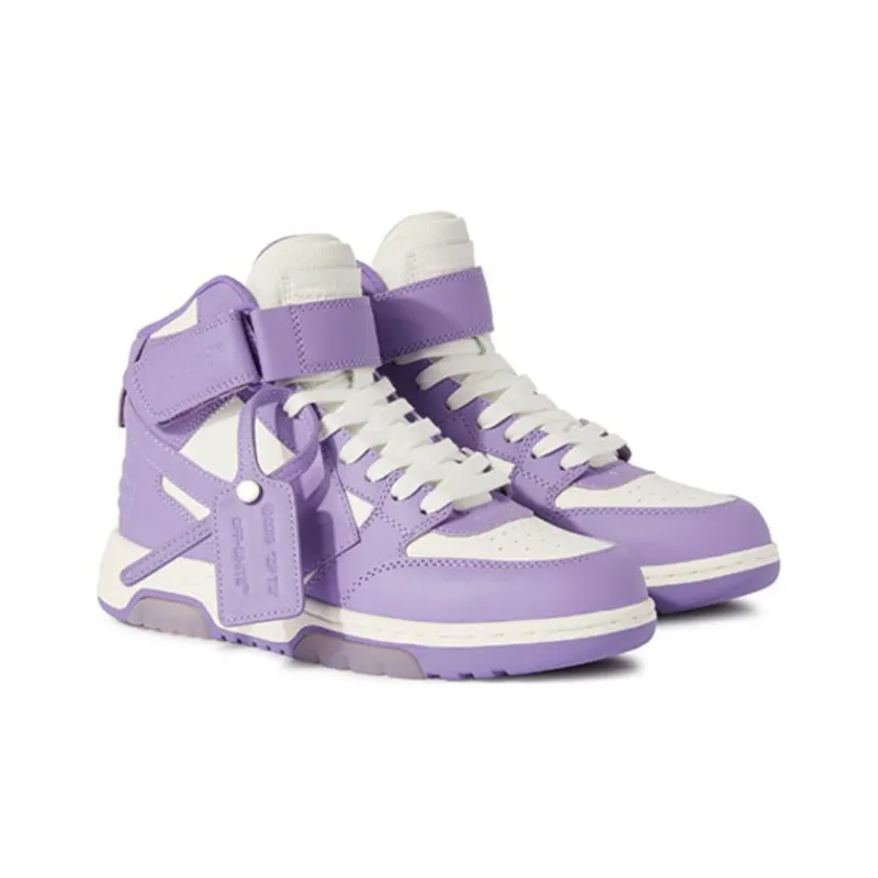 OFF WHITE Out Of Office High Top Skateboard Shoes Women's White Purple & Color-2