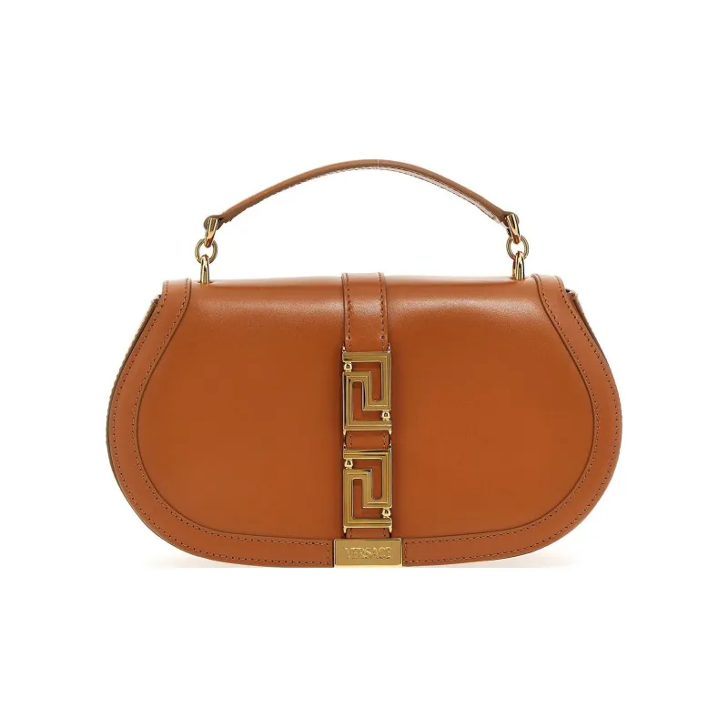 VERSACE Greca Goddess Calfskin Portable Crossbody Bag, Shoulder Bag Women's Brown-0