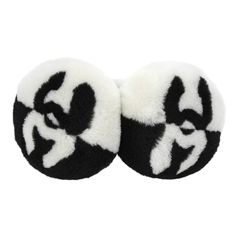 CHANEL Double-Sided Shearling And Lambskin Earmuffs Unisex Black/White-1