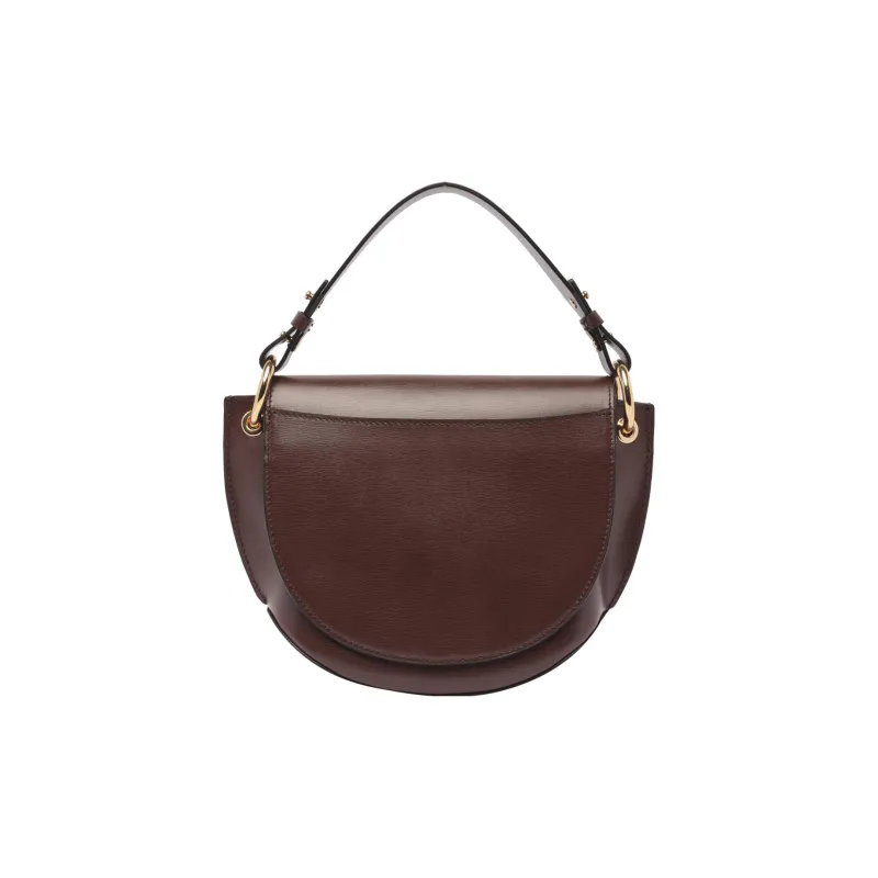 GANNI Banner Calfskin Saddle Bag Portable Crossbody Bag Shoulder Bag Women's Brown-2