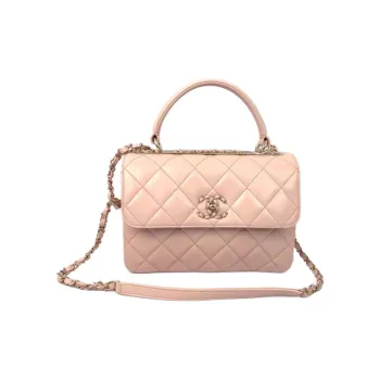 CHANEL Trendy Cc Sheepskin Mouth Cover Bag Handbag Crossbody Bag Women's Cherry Blossom Pink