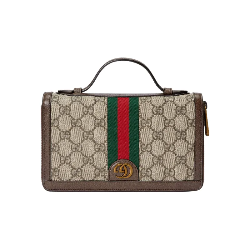 GUCCI Ophidia Canvas With Leather Canvas Bag Travel Bag Women's Beige/Ebony-2