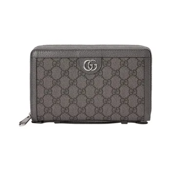 GUCCI Ophidia Canvas With Leather Canvas Bag Travel Bag Women's Gray