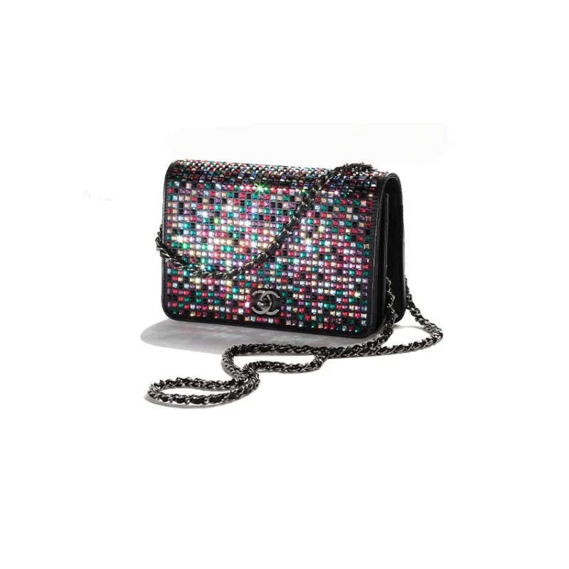 CHANEL Lambskin With Crystal Flap Bag, Shoulder Bag, Crossbody Bag, Wallet Women's Multicolor-1