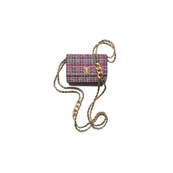 CHANEL Wool Twill Soft Woolen One Shoulder Crossbody Clutch Women's Multicolor