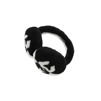 CHANEL Double-Sided Shearling And Lambskin Earmuffs Unisex Black/White