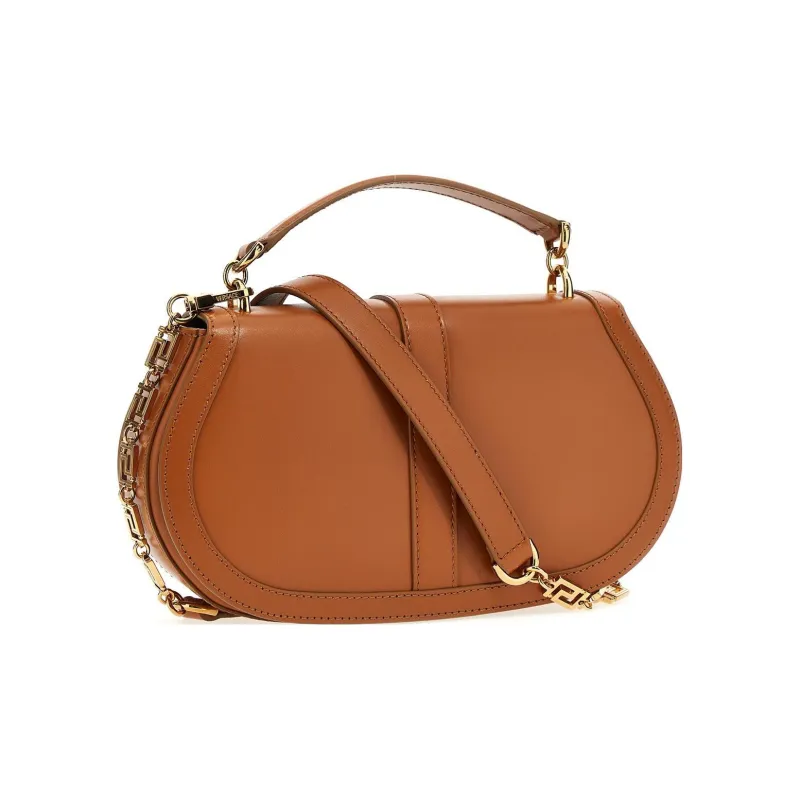 VERSACE Greca Goddess Calfskin Portable Crossbody Bag, Shoulder Bag Women's Brown-2