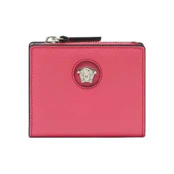 VERSACE La Medusa Cow Leather Wallet Women's Pink