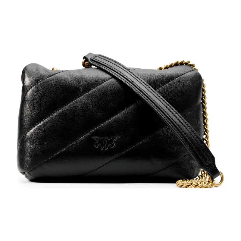 PINKO Puff Sheepskin Crossbody Bird Bag Swan Bag Shoulder Bag Women's Black Gold-2