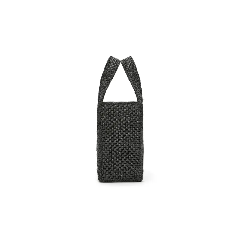 LOEWE Raffia Fiber Tote Bag, Shopping Bag, Handbag Small Size Women's Black-3
