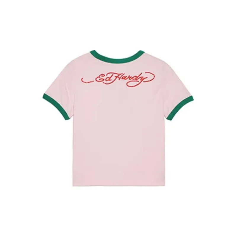 Ed Hardy Crop Tops Women's Cherry Blossom Pink-1