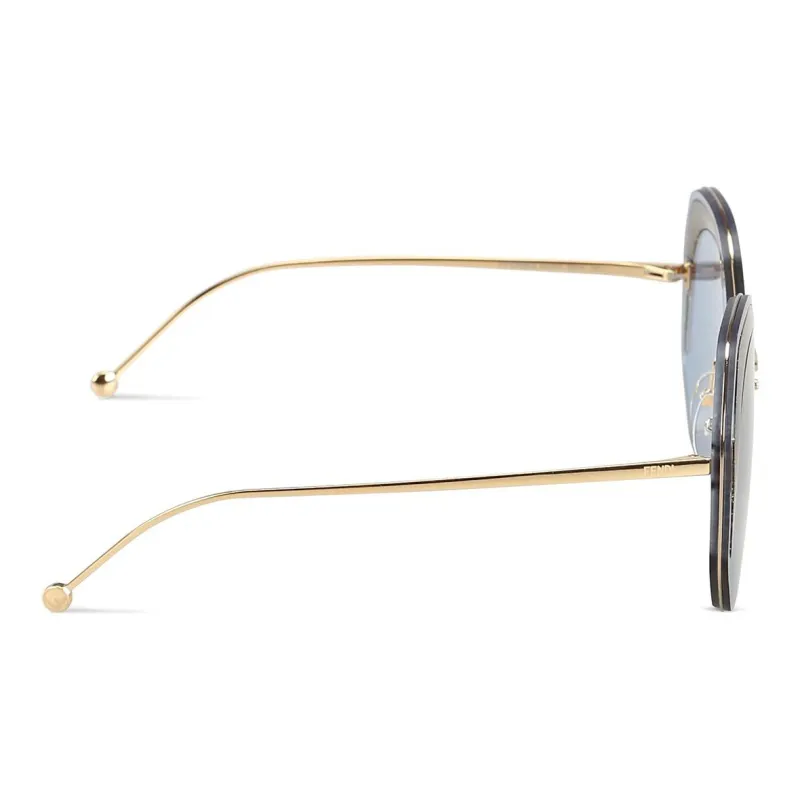 FENDI Plate Frame Irregular Shape Sunglasses Women's Gold-2