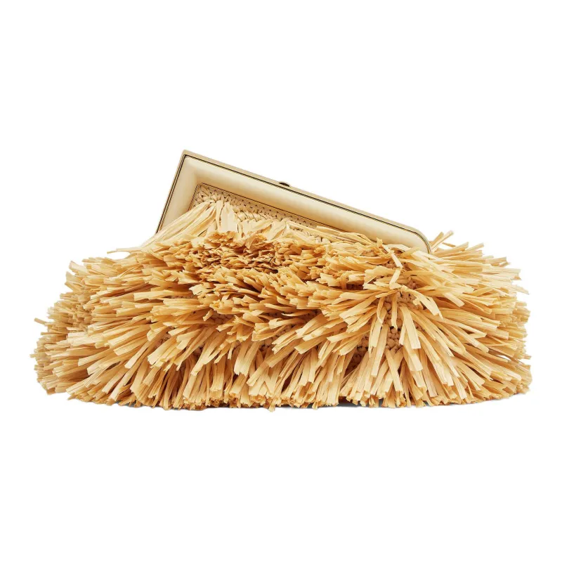 FENDI Fendi First Raffia One Shoulder Crossbody Clutches Women's Light Brown-2