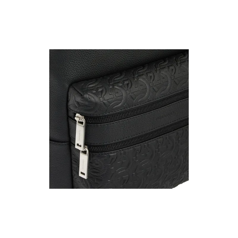 FERRAGAMO Cow Leather Backpack Regular Men's Black-6