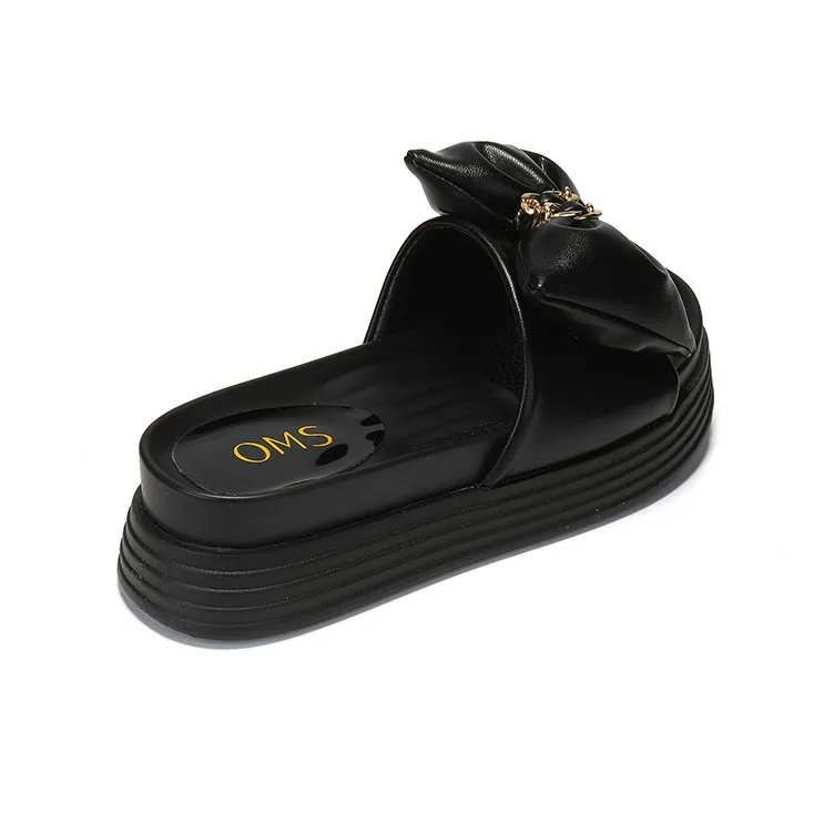OMS Slide Slippers Women's Black/White-3