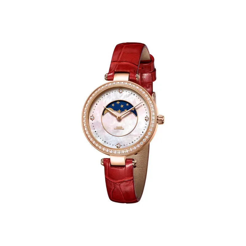 Beijing Automatic Mechanical Movement Genuine Leather Strap Watch Women's Watch White Dial Red   BL020519-0