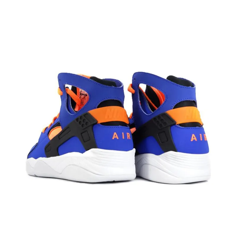 Nike Air Flight Huarache Anti Slip Wear Resistant Mid Top Vintage Basketball Shoes Men's Blue/Orange/Black-3
