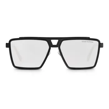 LOUIS VUITTON 1.1 EVIDENCE Plate Frame Irregular Shape Sunglasses Men's Black