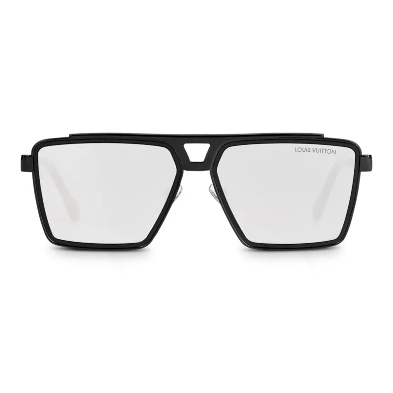 LOUIS VUITTON 1.1 EVIDENCE Plate Frame Irregular Shape Sunglasses Men's Black-0
