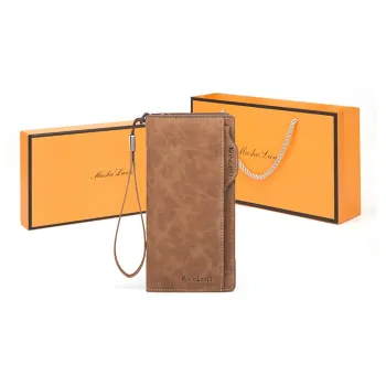 MashaLanti PU Leather Bonded Polyurethane Leather Clip Clutch Coin Purse Card Holder Wallet Men's Coffee