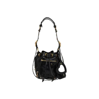Balenciaga Le Cagole Cow Leather Bucket Bag Handbag Shoulder Bag Women's Black