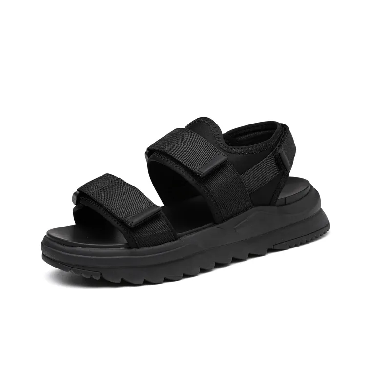 SANGUSANXIN Adjustable Hook and Loop Lightweight Sandal Men's Black-2