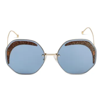 FENDI Plate Frame Irregular Shape Sunglasses Women's Gold