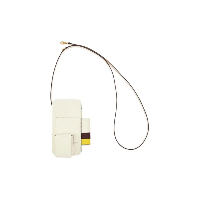 HERMES Hermèsway Epsom Calfskin Cell Phone Pouch Unisex Cream White-2