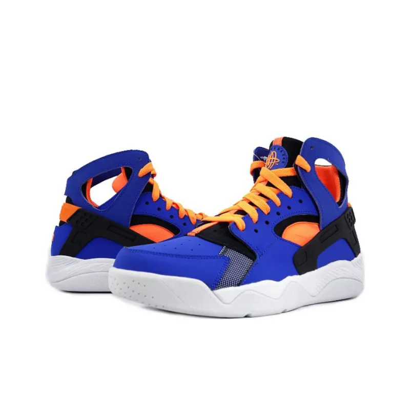 Nike Air Flight Huarache Anti Slip Wear Resistant Mid Top Vintage Basketball Shoes Men's Blue/Orange/Black-2