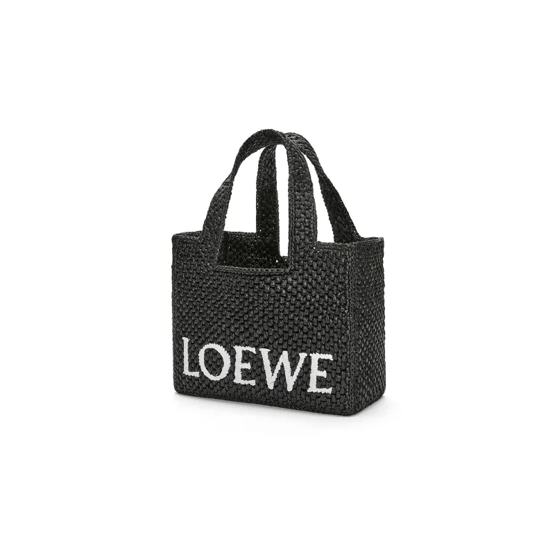 LOEWE Raffia Fiber Tote Bag, Shopping Bag, Handbag Small Size Women's Black-2