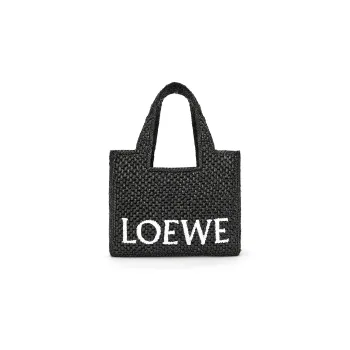 LOEWE Raffia Fiber Tote Bag, Shopping Bag, Handbag Small Size Women's Black