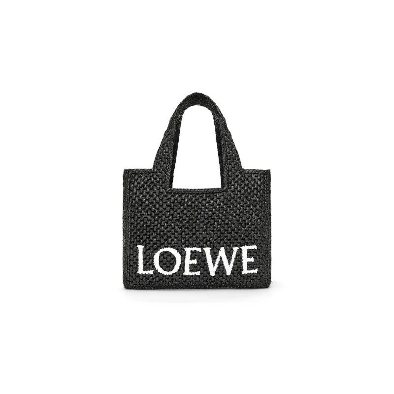 LOEWE Raffia Fiber Tote Bag, Shopping Bag, Handbag Small Size Women's Black-0
