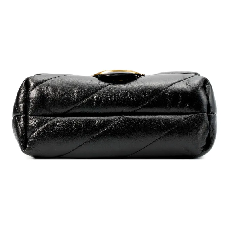 PINKO Puff Sheepskin Crossbody Bird Bag Swan Bag Shoulder Bag Women's Black Gold-3
