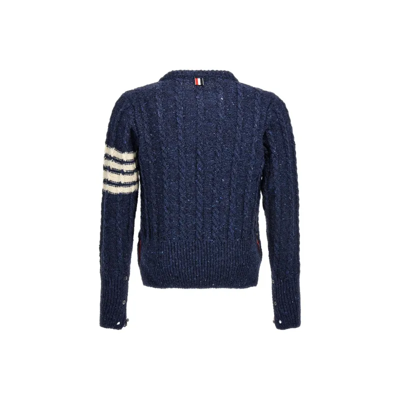 THOM BROWNE Rwb Stripe Cable Knit Crewneck Jumper-1