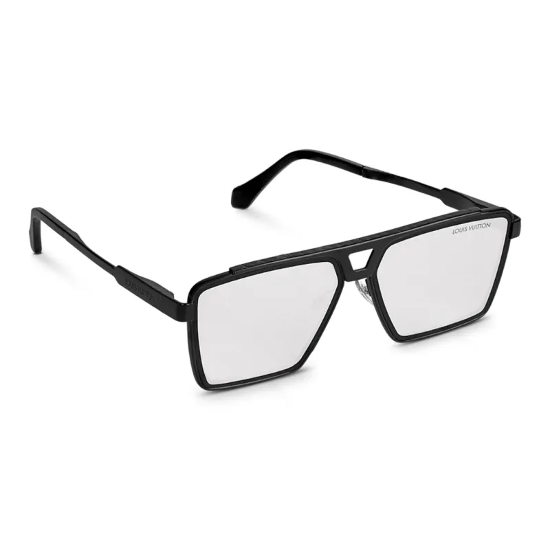 LOUIS VUITTON 1.1 EVIDENCE Plate Frame Irregular Shape Sunglasses Men's Black-1