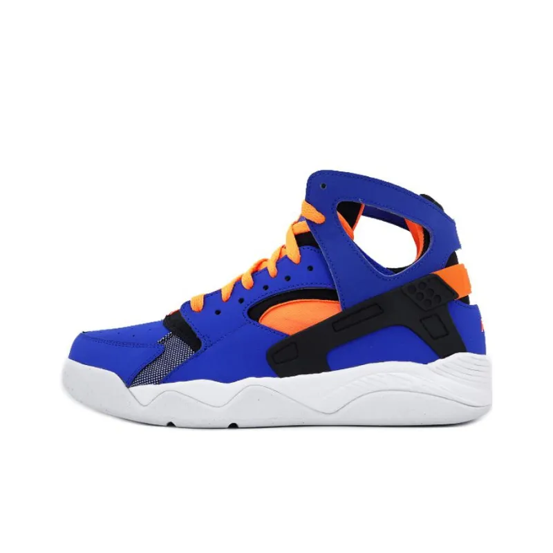 Nike Air Flight Huarache Anti Slip Wear Resistant Mid Top Vintage Basketball Shoes Men's Blue/Orange/Black-0