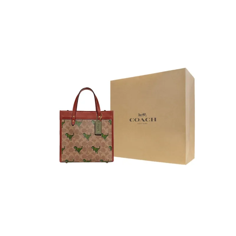 COACH Field Canvas Artificial Leather Tote Bag, Shopping Bag, Shoulder Bag, Crossbody Bag, Handbag Trumpets Women's Tan-6