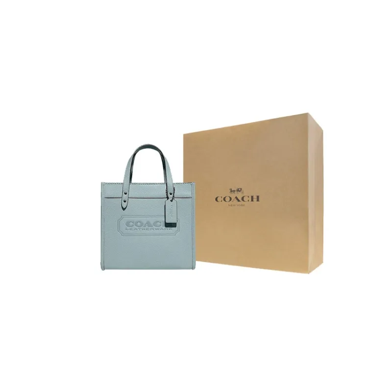 COACH Field Cow Leather Tote Bag Shopping Bag Handbag Shoulder Bag Crossbody Bag Small Size Women's Lake Blue Color-6