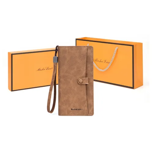 MashaLanti Leather Clutch Coin Purse Wallet Men's Coffee