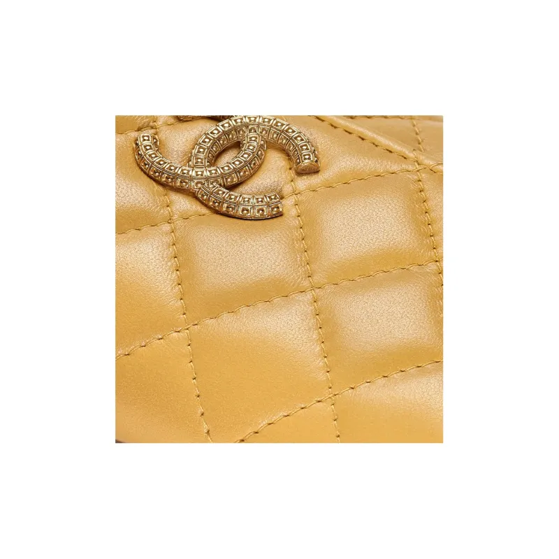 CHANEL Sheepskin Wallet Women's Yellow-2