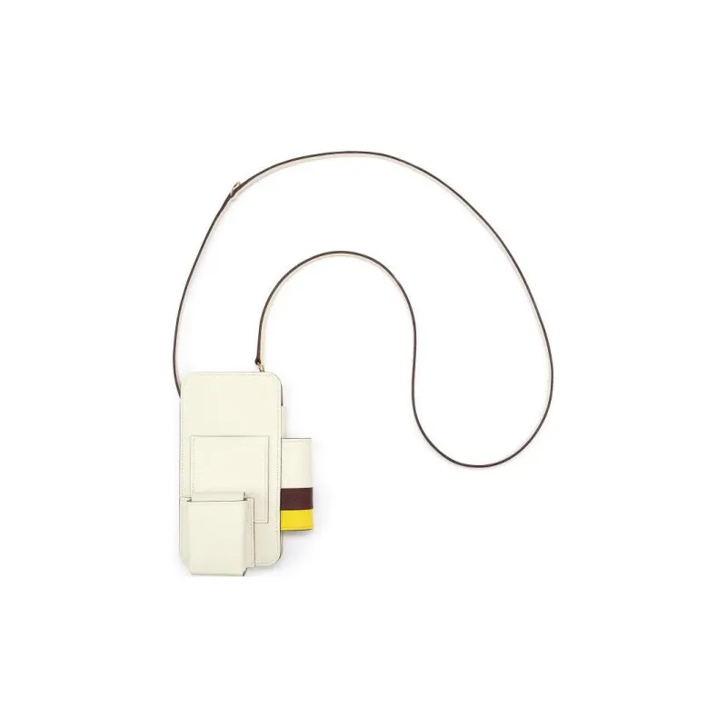 HERMES Hermèsway Epsom Calfskin Cell Phone Pouch Unisex Cream White-3